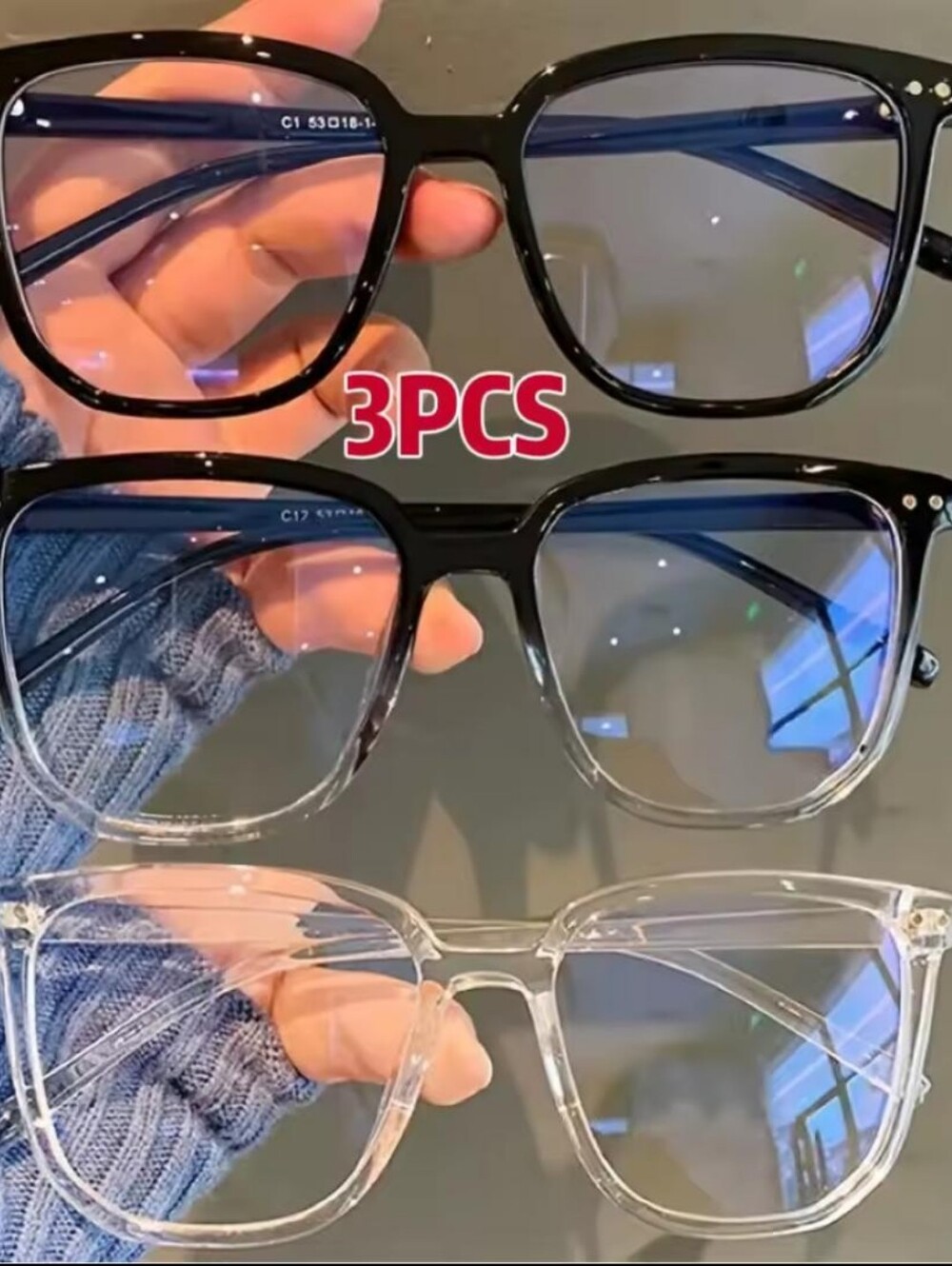Fashion Clear Frame Eyeglasses for Women Men-Black and Transparent Stylish Frame
